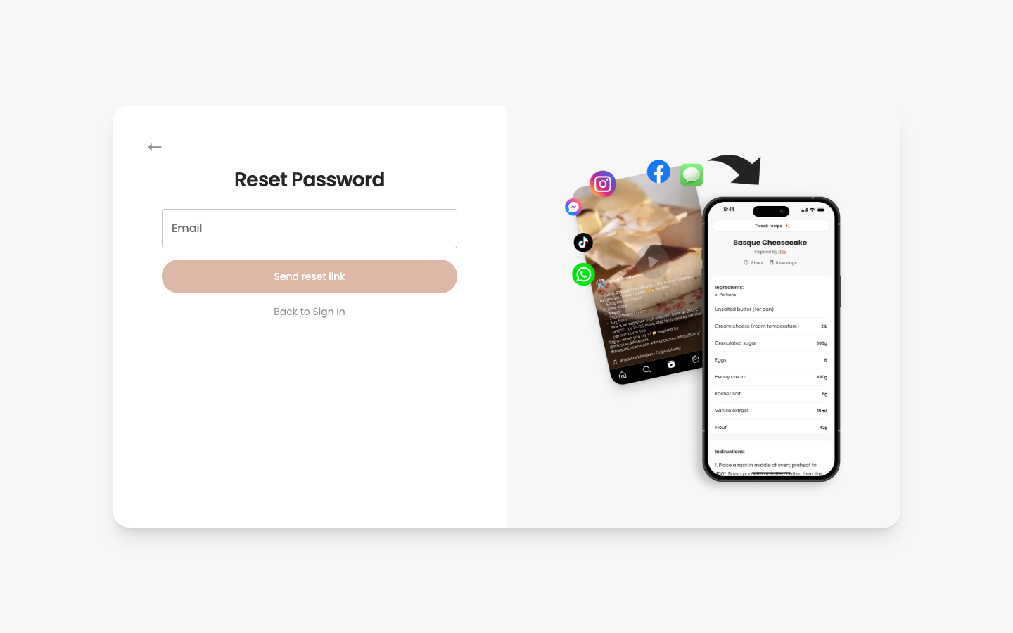 Reset Password form asking for your email
