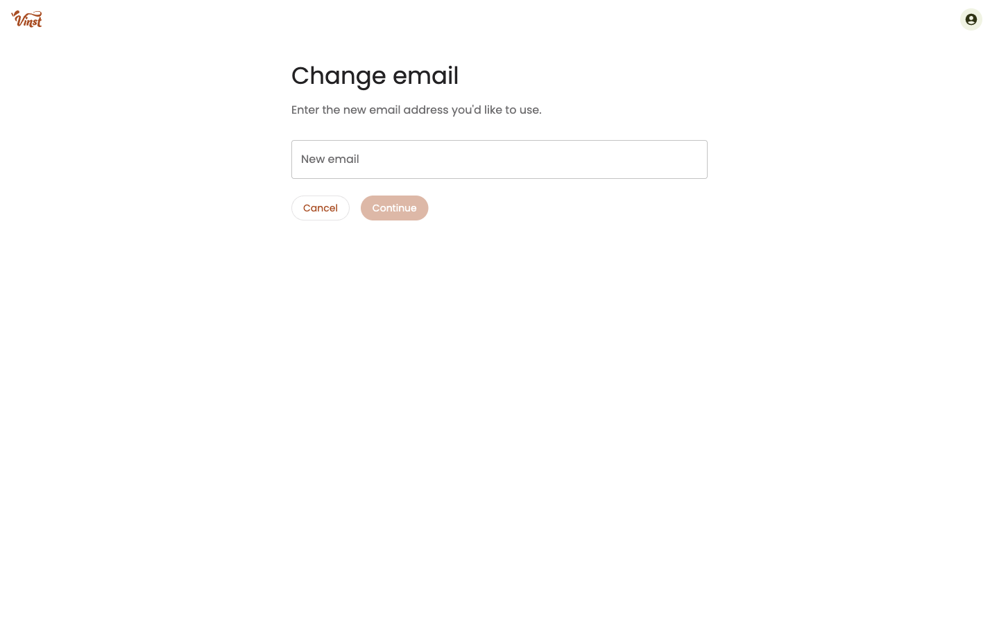 Change email form asking for a new email address